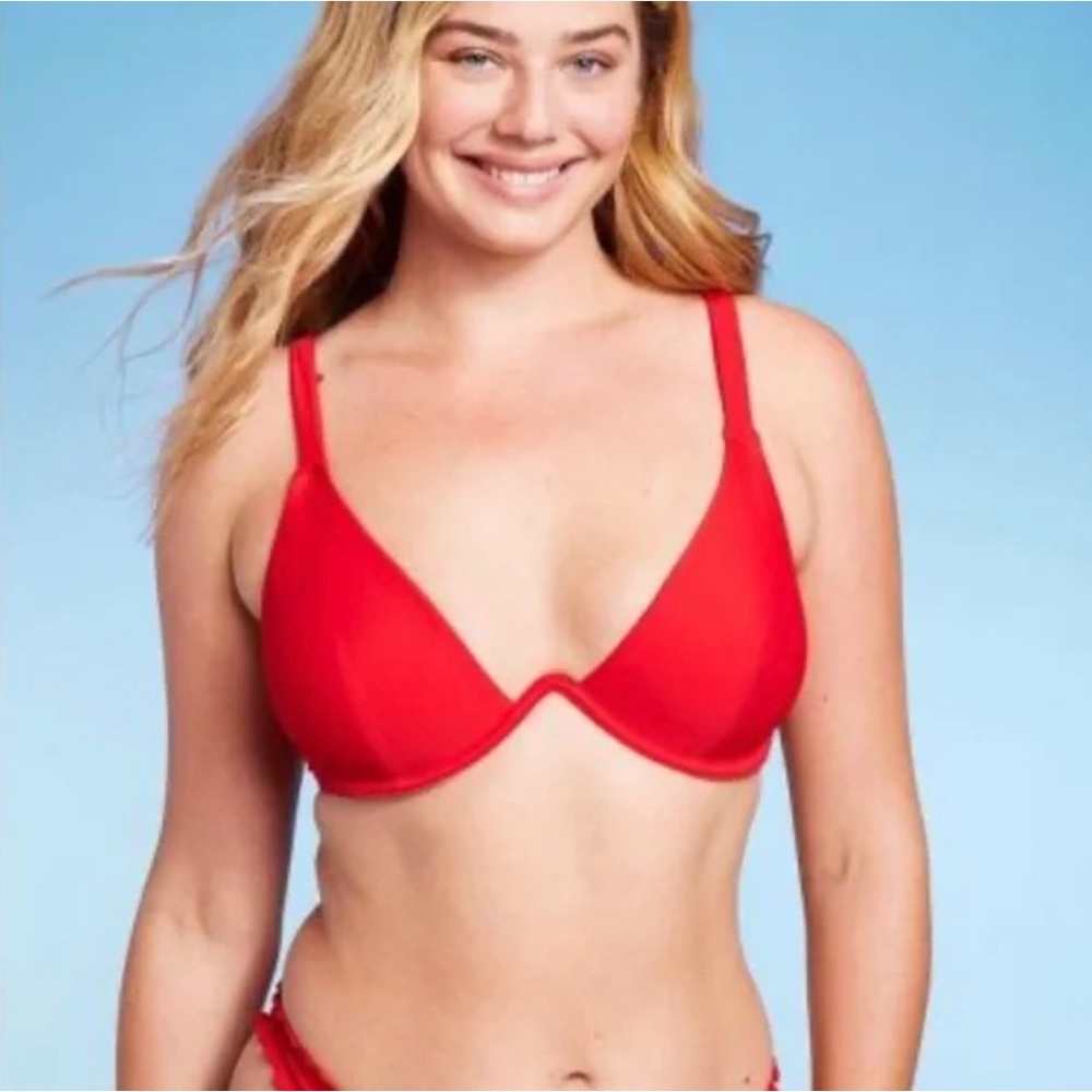 Shade & Shore Underwire Red Bikini Top